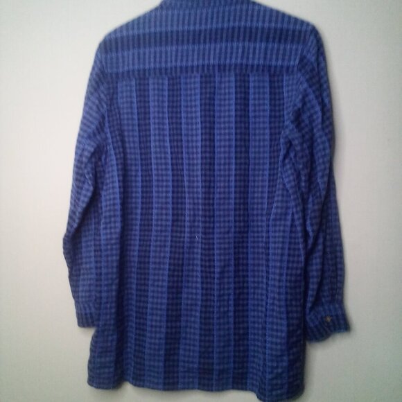 Bobbie Brooks Shirt L Women Long Sleeve Fall Leaves Button Up Plaid Blue - Picture 3 of 15
